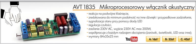 AVT1835 Mikroklaskacz - mikroprocesorowy wcznik akustyczny
